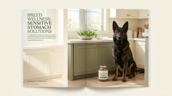German shepherd with premium probiotic supplement