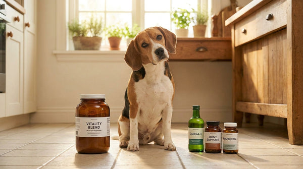 Beagle between all-in-one and single supplement containers