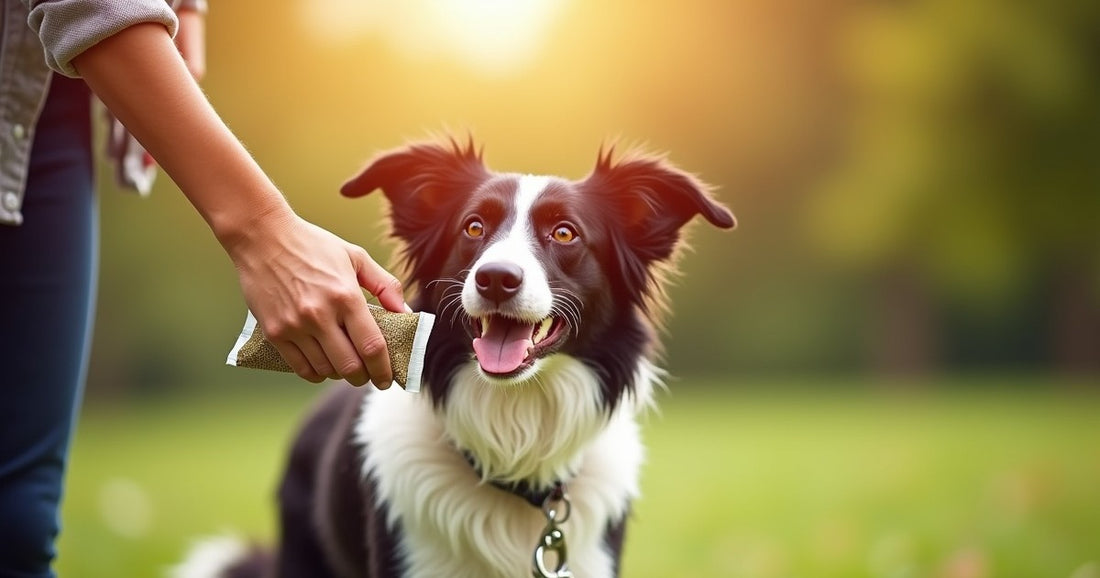 Owner giving dog supplement — top 9 ingredients guide — Plentum