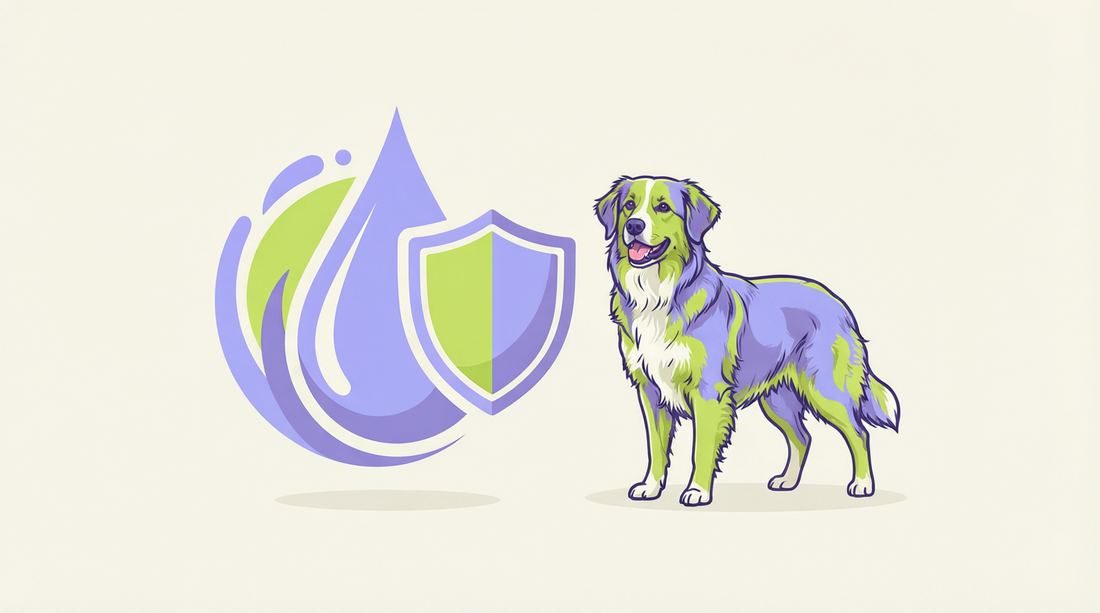 Colostrum for dogs immune and gut support infographic in Plentum brand colors