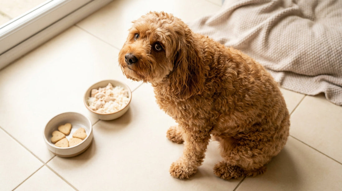 Cavapoo with gentle digestive supplement and bland food