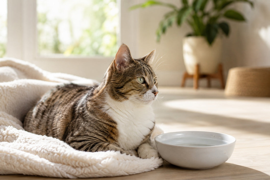 Serene cat in a sunlit daily wellness home setting