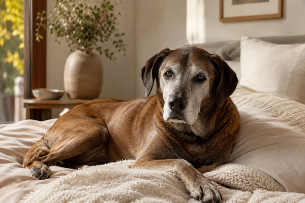 Healthy senior dog resting comfortably