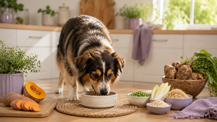Inulin & Prebiotic Fiber for Dogs: Why It Matters featured image with dog feeding routine