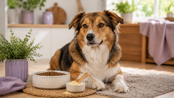 L-Glutamine for Dogs: How It Supports the Gut Lining featured image with dog feeding routine