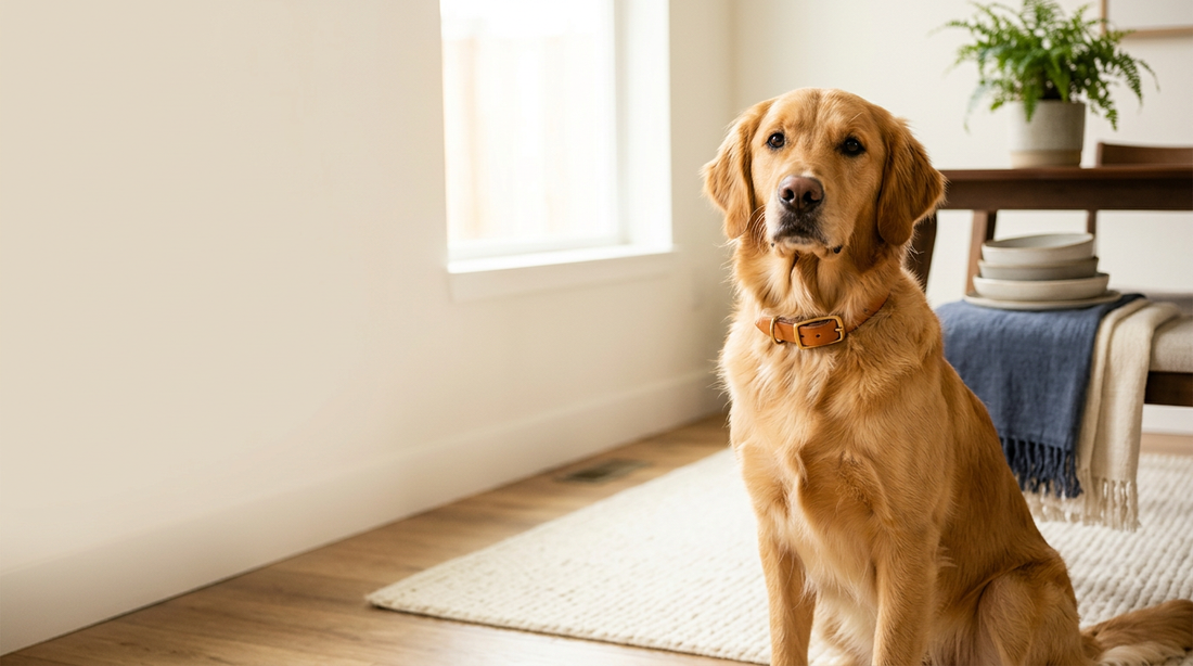 A vet reviewing a dog probiotic supplement label, applying evidence-based criteria in a clinic